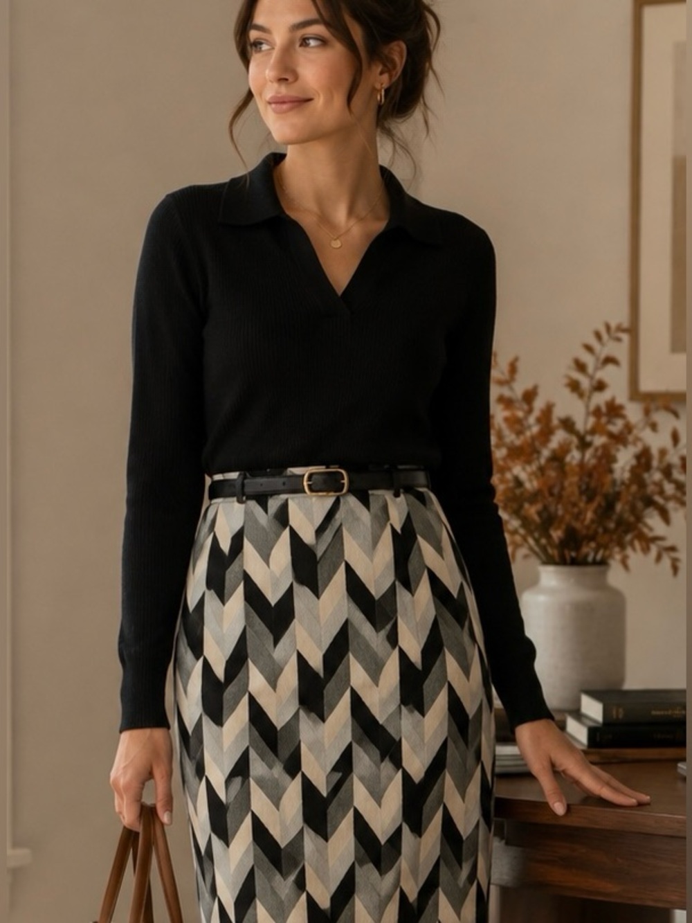 Isaac Mizrahi for Target Chevron Pencil Skirt SZ 4 Geometric Work Office Classic